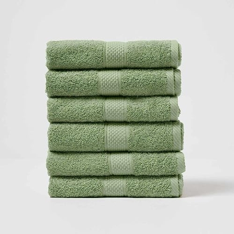 Homescapes 6er Set Flauschiges Premium Frottee Handtuch ca. 50 x 90 cm aus 100% Türkischer Baumwolle, Grün