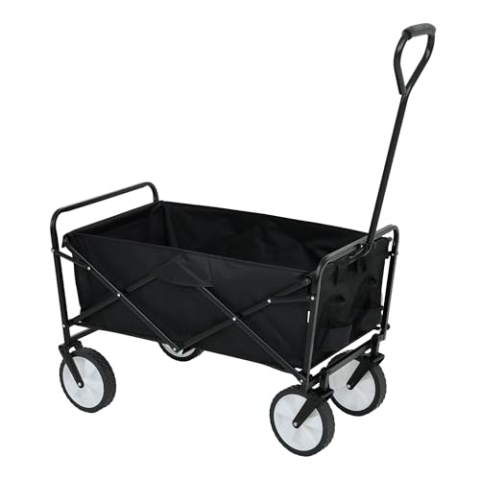 AKORD | TYRS Bollerwagen | Touristisch | Faltbar | Einfache Bedienung | Mit bequemem Griff | Großes Fassungsvermögen | Robuste Bauweise | Starke Räder | 145 Liter | Belastbar bis 110 kg | Schwarz