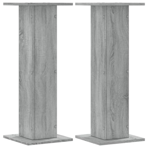 vidaXL Lautsprecherständer 2 STK., Hoher Boxenständer, Lautsprecherpodest für HiFi Heimkino Surround Sound, Verbessertes Audio-Hörerlebnis, Grau Sonoma Holzwerkstoff