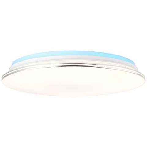 BRILLIANT Lampe Edna LED Deckenleuchte 50cm weiß/chrom | 1x 32W LED integriert, (3125lm, 3000-6000K) | Stufenlos dimmbar/Steuerbar über Fernbedienung