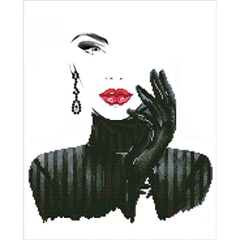 Diamond Dotz DD10-022 Lady in Black, ca. 42 x 52 cm groß, Diamond Painting, Malen mit Diamanten, funkelndes Bild zum Selbstgestalten, für Kinder und Erwachsene