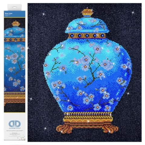Diamond Dotz DD12-020 Vase blau, ca. 52 x 52 cm groß, Diamond Painting, Malen mit Diamanten, funkelndes Bild zum Selbstgestalten, für Kinder und Erwachsene