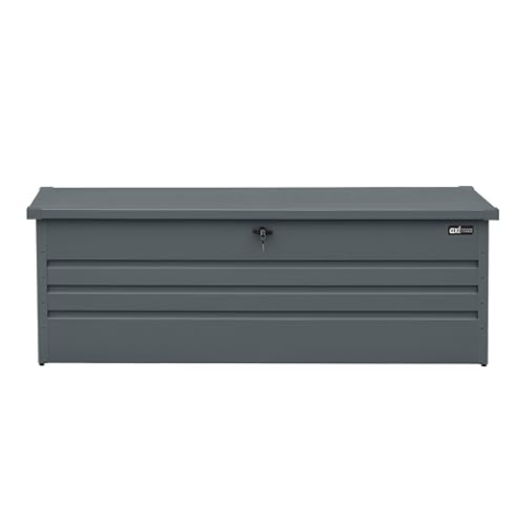 AXI Miles Gartenbox aus Metall in Anthrazit 1000 | Outdoor Kissenbox für den Garten mit Boden und Schloss | Outdoor Aufbewahrungsbox/Auflagenbox wasserdicht für Kissen - 185 x 82 x 75 cm.