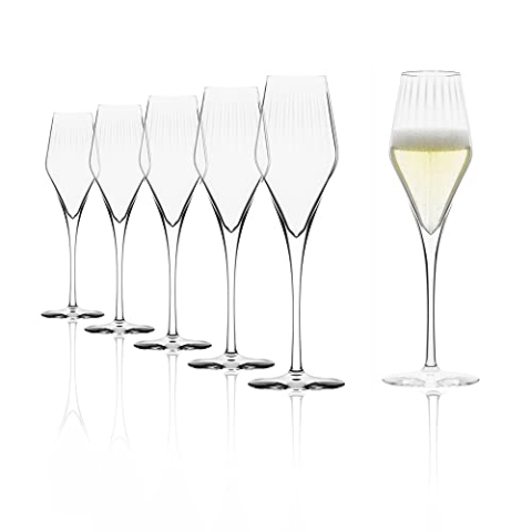 Stölzle Lausitz Champagner Glas Symphony/Elegantes Champagner Gläser Set 6-teilig/Hochwertige Sektgläser aus Kristallglas/Aperitif Gläser/Prosecco Gläser/Sektflöten Glas