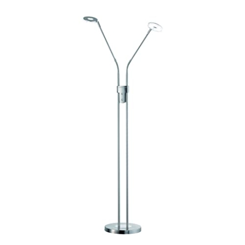 Fischer & Honsel Stehleuchte Dent, 2x LED 6 Watt, Matt, Nickelfarben, 3 Stufen CCT, Stufenlos Dimmbar, Flexarme, 40108, 25x25x150cm (LxBxH), 1600 Lumen, 2700K/ 3350K/ 4000K