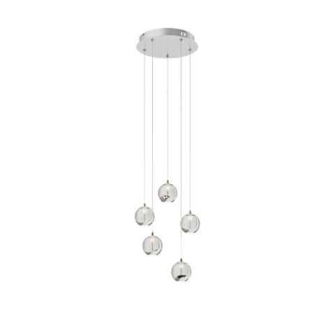 Lucande LED Pendelleuchte Hayley (Modern) in Transparent aus Glas (5 flammig,) - Hängelampe Esstischlampe Hängeleuchte Wohnzimmerleuchte