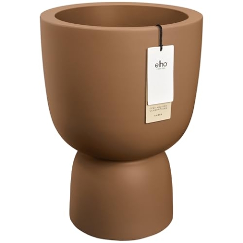 elho Amber Coupe Rund 35 - Blumentopf für Innen und Außen - 100% Recyceltem Plastik - Ø 34.9 x H 49.0 cm - Braun/Karamell