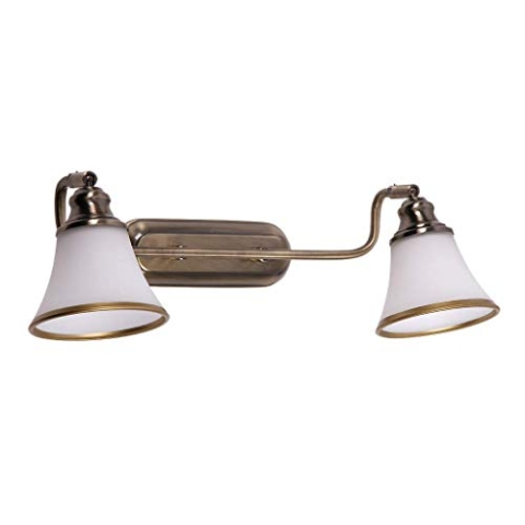 RABALUX 2-flammige Wandleuchte Grando Jugendstil bronzefarben weiß Wandlampe Wandspot Metall Glas