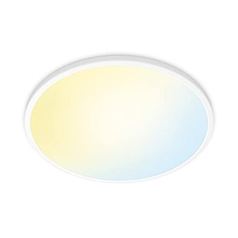 WiZ SuperSlim Deckenleuchte Tunable White, Ø430 mm, dimmbar, warm- bis kaltweiß, 22W, smarte Steuerung per App/Stimme über WLAN, weiß