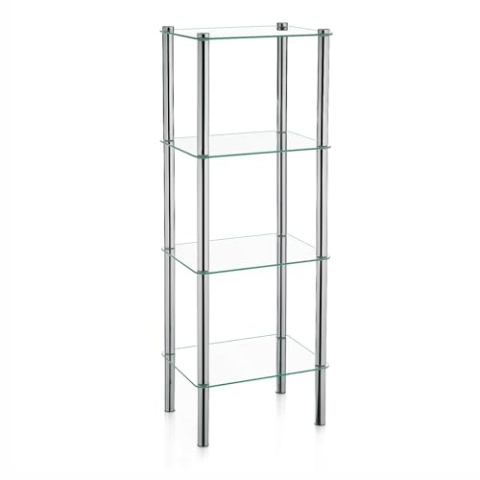 Kela 18051, Regal, 4 Etagen, Metall/ Sicherheitsglas, 40x 30x 106 cm, Lars, Verchromt