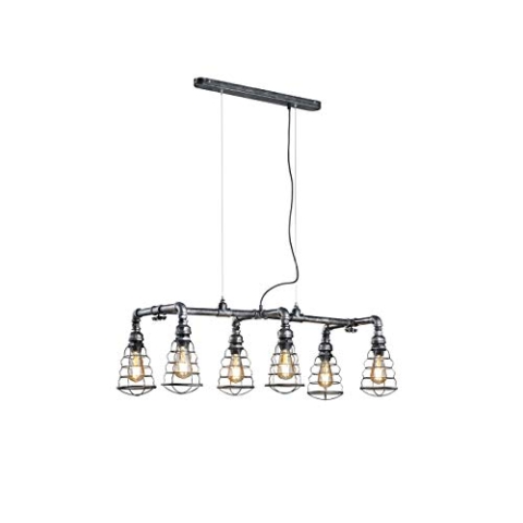 Trio Leuchten Pendelleuchte 307000688 Gotham, Metall silberfarbig antik, exkl. 6 x E27, 46.3 x 103 x 150 cm