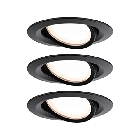 Paulmann 93080 Nova Plus LED Einbauleuchte inkl. Coin Basisset schwenkbar rund 84mm 50° 3x6W 230V dimmbar 2700K schwarz Spot Einbaustrahler Einbauleuchte