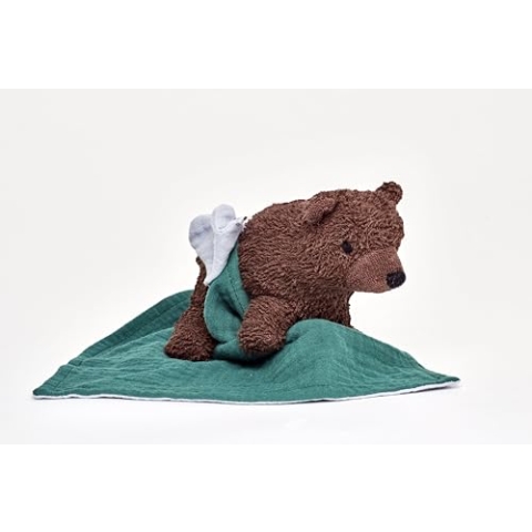 Käthe Kruse Billi Bär I Bärenstarker Kuschelfreund für Kinder ab 0 Jahren I Waschmaschinenfestes Baumwollfrottee-Kuscheltier inkl. Musselin-Tuch