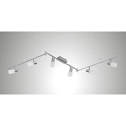 Trango 6-flammig 2007-68 LED Deckenstrahler Chrom-Optik & Alu gebürstet Serie *GRACE* inkl. 6x G9 LED Leuchtmittel 3.000K warmweiße Badleuchte, Flurleuchte, Küchenleuchte, Deckenleuchte, Deckenlampe