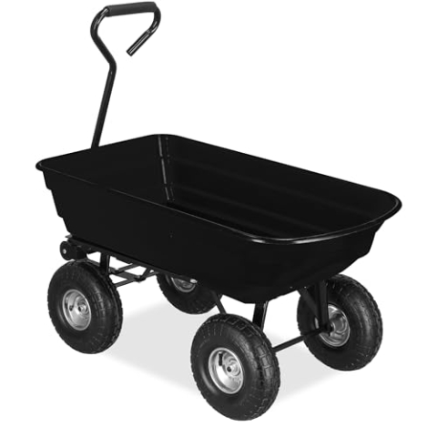 SPRINGOS Gartenwagen mit Kippfunktion Transportkarre 250 kg Belastbar Bollerwagen 75L Schubkarre Sackkarre Handwagen Bollerwagen Schubkarren Bollerwagen Luftreifen