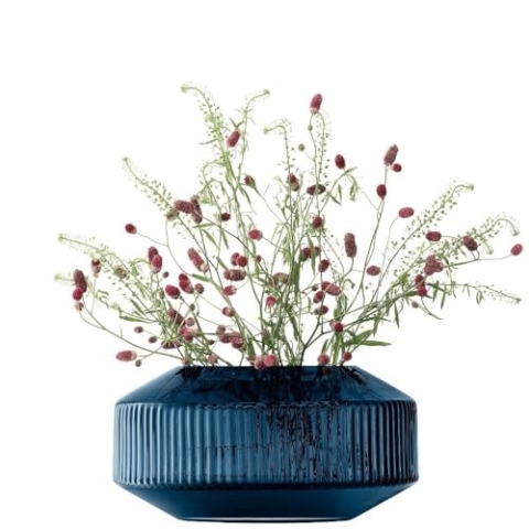 LSA International Rotunda breite Vase H14cm Saphir | 1 Einheit | mundgeblasenes & handgefertigtes Glas | RT10