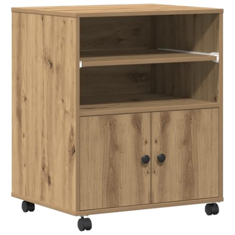vidaXL Druckerstand mit Rollen Grau Sonoma 60x48x74 cm Artisan Eiche