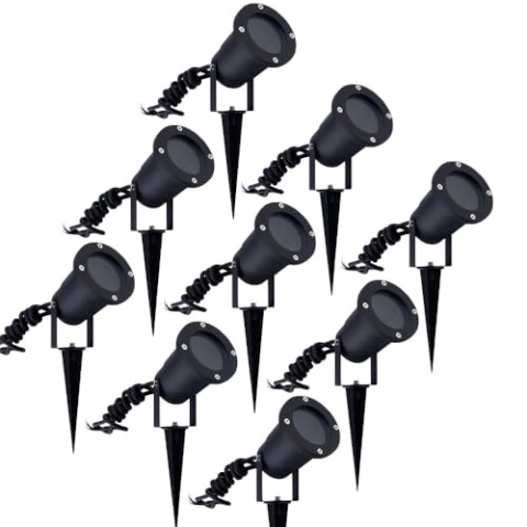 Ledvion - 9X LED Strahler, Aluminium, IP65, GU10 Fassung, 1 Meter Kabel, LED Strahler, Garten Spot