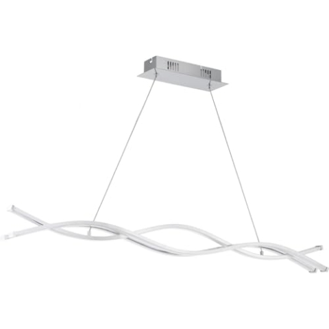 EGLO LED Pendellampe Lasana 2, 3 flammige Pendelleuchte, Hängeleuchte aus Alu, Stahl, Kunststoff, Farbe: Chrom, weiß, L: 100 cm