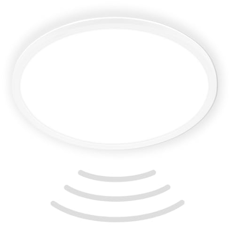 BRILONER - LED Deckenlampe mit Bewegungsmelder 3m Reichweite IP44, neutralweiße Lichtfarbe, flach, 120 Grad Erfassung, Deckenleuchte, LED Panel, Badlampe, Badezimmerlampe, 42x3 cm, Weiß
