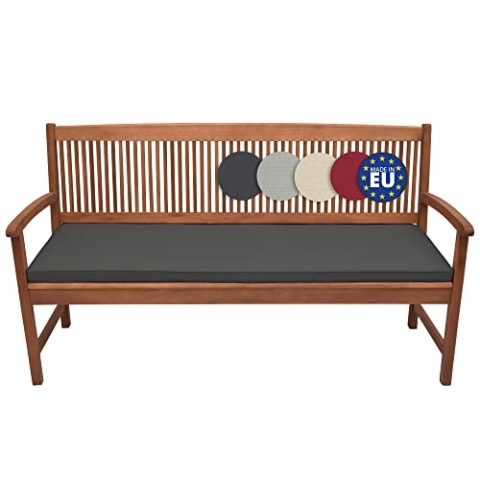 Beautissu Bankauflage - Bequeme Sitzkissen für Gartenmöbel - waschbare Bankkissen Sitzauflage - Gartenbankauflage Outdoor - Palettenkissen 150x48x5 cm - Graphitgrau - Base BK
