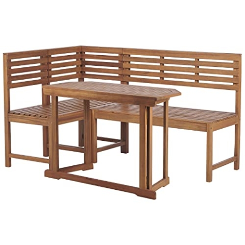 Garten Modul Eckbank mit Klapptisch 110x47 Akazienholz Hellbraun 4-teilig Treia
