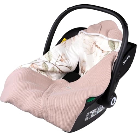 Lionelo TRAVEL Swaddle Blanket Warmes Babytuch für Kindersitz, Tragetasche, Kinderwagen, Ganzjährig, Weiche Babydecke 90x90 cm, Klettverschluss, 100% Baumwolle