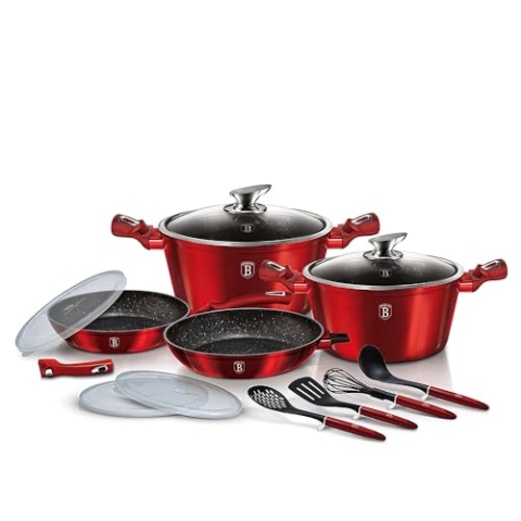 BerlingerHaus Metallic Line Kochtopfset 13-teilig Rot