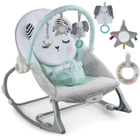 Nukido Babywippe Baby Wippe Babyschaukel Mit Vibrationssystem Vibration Metallrahmen Stabiler Kunststoff Montessori Spielzeug Bis Zu 18 kg Babywiege Sicherheitsgurte Minze