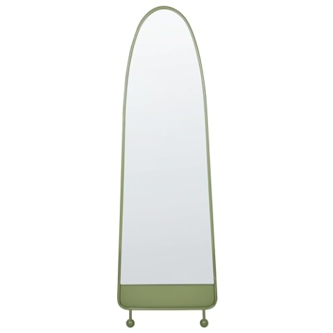 Beliani Moderner ovaler Wandspiegel Metall Eisenrahmen Wohnzimmer Dekor 45 x 146 cm Grün Parnay