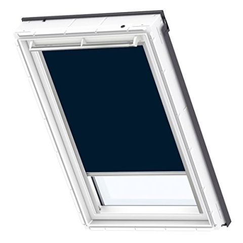VELUX Original Verdunkelungsrollo (DKU), Silberne Seitenschienen, 334, 304, 1, Uni Dunkelblau