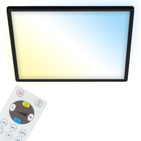 BRILONER - LED Deckenlampe flach mit Fernbedienung, indirektes Licht, einstellbar von warmweiß bis kaltweiß, Lampe, Deckenleuchte, Wohnzimmerlampe, LED Panel, Küchenlampe, 42x42x2,9 cm, Schwarz