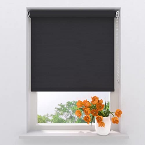 Radeco® Lichtdurchlässiges Rollo 90 x 190 cm schwarz, Größen von 40 bis 240 Breite, ohne Bohren möglich, Rollo wandmontage, Rollo 90 cm breit, Fenster rollos für innen, rollos für Fenster