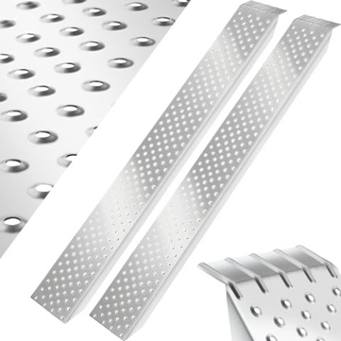 tectake® 2X Auffahrrampen, 2er Set Stahl Rampe, bis 400 kg belastbar, rutschfest, perforiert, Laderampe für Auto oder Anhänger, Auffahrrampe für Motorrad, Rasentraktor, Rollstuhl, Fahrrad (160 cm)