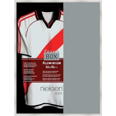 nielsen Trikotrahmen, 60 x 80 cm, Aluminium, Silber matt, Posterrahmen zum Aufhängen im Hoch- & Querformat, bruchsicheres Kunstglas, Framebox II