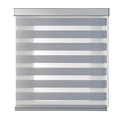 Doppelrollo Premium mit Galerie und Aluminium-Kettenzug Höchste Qualität, Rollos für Fenster mit Bohren Fenster rollos für innen STORESDECO Duo Rollo Silber Premium 80x250 cm (BxH)