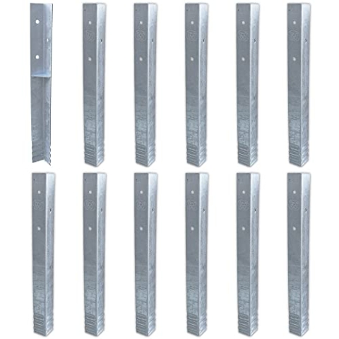 Wickey SolidLock Winkelanker aus feuerverzinktem Stahl für Spieltürme, Schaukeln, Stelzenhäuser - 12er-Set Anker inklusive Schrauben - Bodenanker, Erdanker 500x45x45 mm