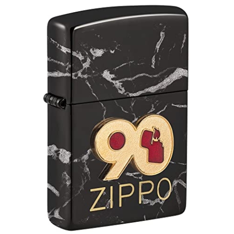 Zippo - 90th Anniversary Commemorative Lighter – Sturmfeuerzeug, nachfüllbar, in hochwertiger Geschenkbox, 49864, Black, One Size