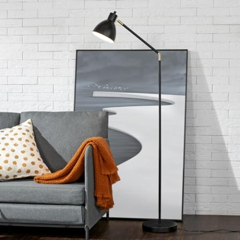 lux.pro Stehleuchte Stockport Stehlampe 1-flammig Flurlampe Dekoratives Design Standleuchte 1xE27 für Wohn- Schlafzimmer Büro 139cm Schwarz/Gold
