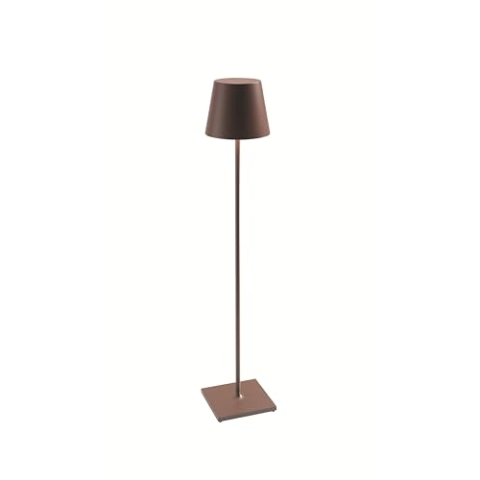 Zafferano, Poldina XXL Lampe, Kabellose, Wiederaufladbare Stehlampe mit Touch Control, Geeignet für Wohnzimmer und Außenbereich, Dimmer, 2700-3000 K, Verstellbare Höhe 69-150 cm, Farbe Corten