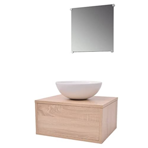 vidaXL 3tlg. Badmöbel Set Waschbecken Waschtisch Unterschrank Spiegel Badezimmer