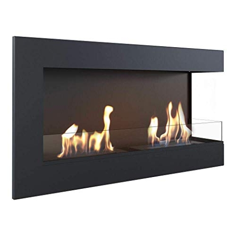 KRATKI Eckkamin Delta | Biokamin 900 x 280 mm | Wandkamin mit Verglasung 4 mm | Ideal für offene und Moderne Innenräume | TÜV - Rheinland geprüft | Offen nach rechts