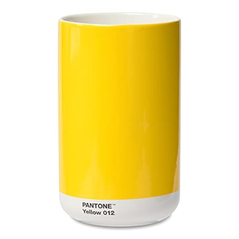Pantone Porzellan Vase mit Geschenkbox, Jar, dekorative hochwertige Blumenvase, 1 Liter, Yellow 012 C