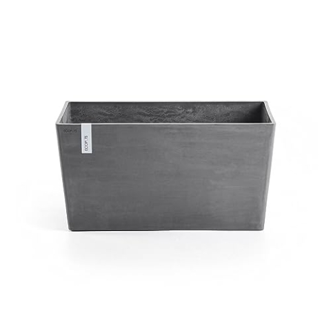 Ecopots Blumentopf Paris Grau - 100 x 46 cm - Raumteiler, Sichtschutz - Pflanzentopf rechteckig aus Recycling Kunststoff - Übertopf modern für Indoor und Outdoor