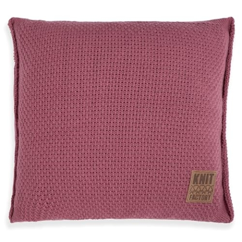KNIT FACTORY - Jesse Zierkissen - Quadratische Sofa Kissen - Stone Red - Gestrickter Dekokissen - Couchkissen - 50x50 cm - Kissenbezug mit Füllung und Bezug