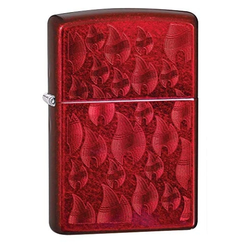 Zippo 29824 Sturmfeuerzeug mit Eisflammen-Design, Unisex, Rot Regular
