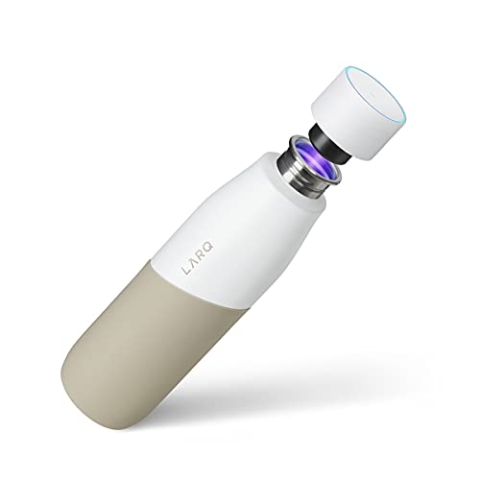 LARQ Movement PureVis  710ml – UV-selbstreinigende Edelstahlflasche mit Silikonhülle | Leicht, stoßfest, hält Wasser kühl | Für Fitness, Laufen & Outdoor-Aktivitäten, White/Dune