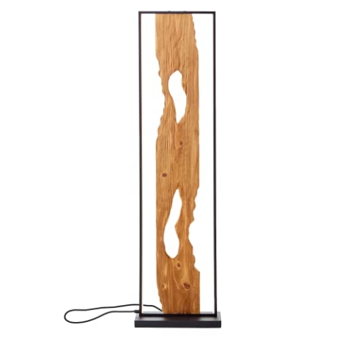 Brilliant LED Standleuchte 120cm Stehlampe Holz/Schwarz, Eckleuchte Aluminium/Metall/Holz, Lampe Wohnzimmer Stehlampe Modern Floor Lamp 1x LED integriert, 20W, Holzlampe, Corner Lamp