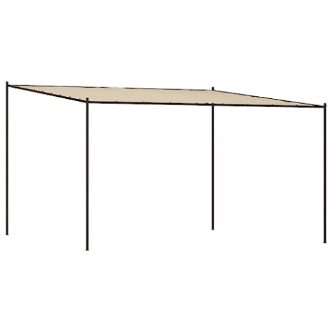 vidaXL Pavillon, Gartenpavillon Überdachung Stahlrahmen, Pergola Vordach für Terrasse Garten, Partyzelt Sonnnenschutz, Beige 4x4m 180g/m² Stoff Stahl