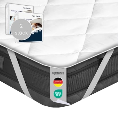 Komfortec Weicher Matratzenschoner 160x200cm 2er-Set | Atmungsaktiver und Weicher matratzenschonbezug | Oeko-TEX Zertifiziert | Bequem und Langlebig